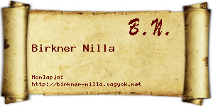 Birkner Nilla névjegykártya